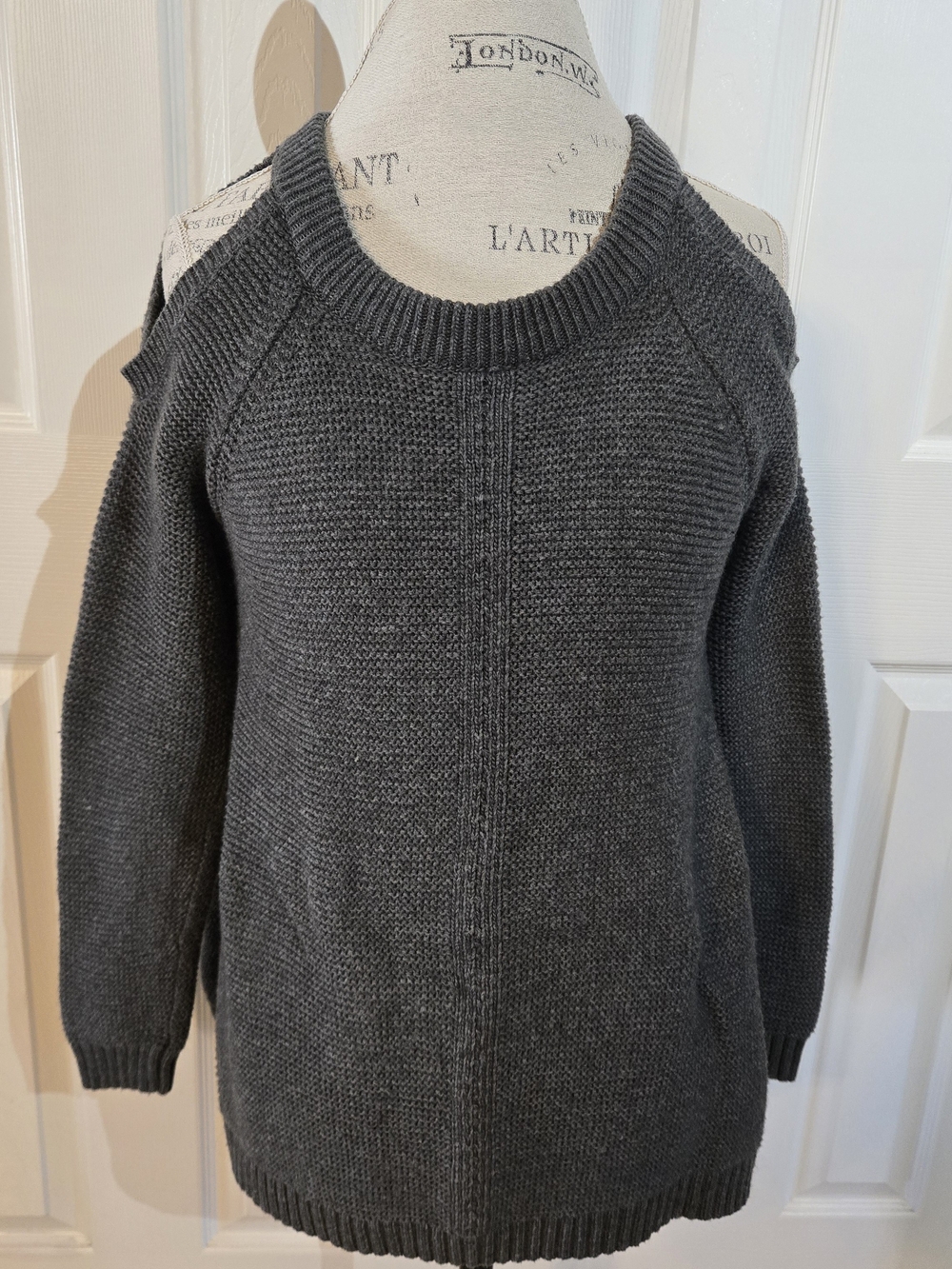Women's Charcoal Off-the-Shoulder Sweater - Cozy Knit